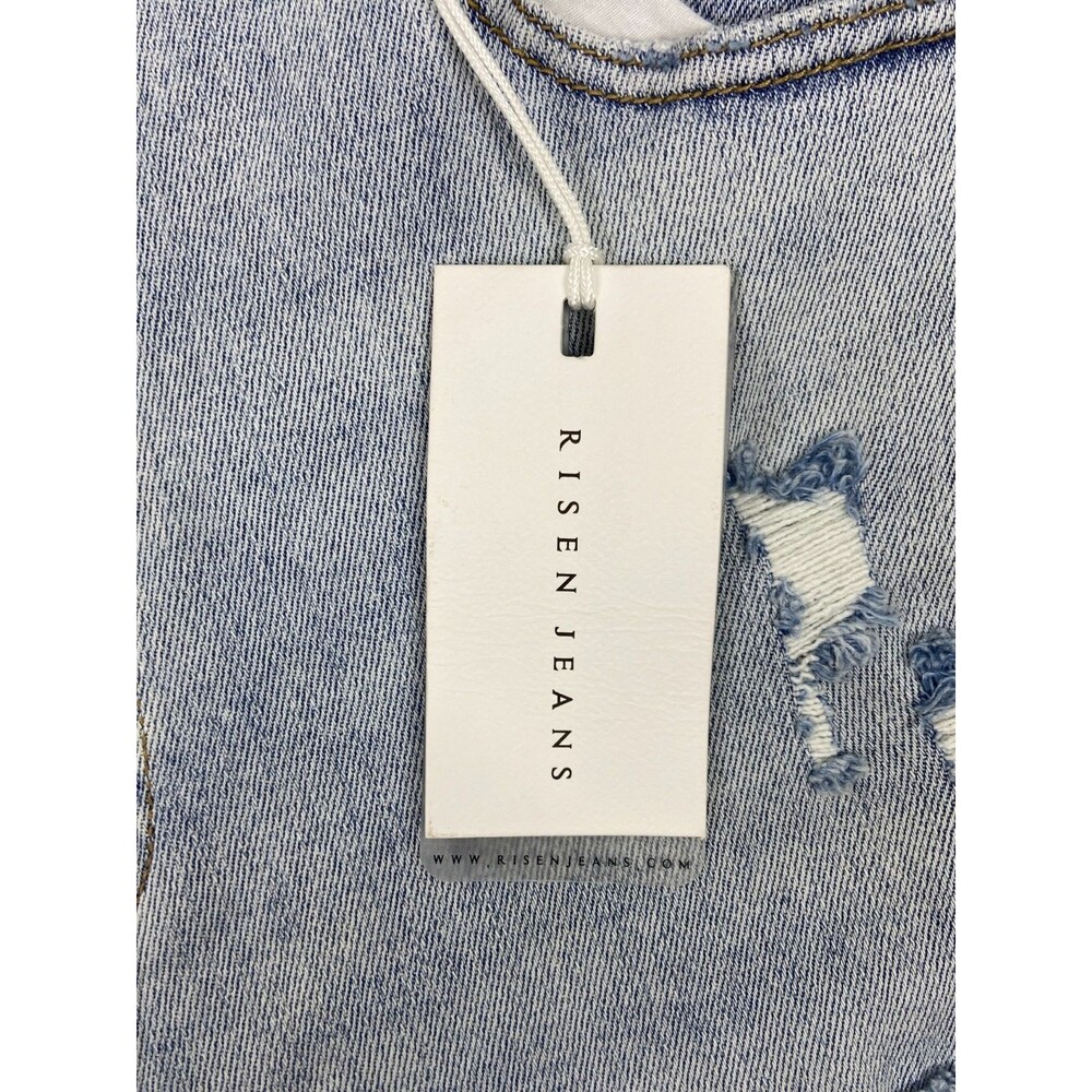 Risen Women 1XL Jeans Boyfriend Fit Straight Leg Distressed Light Wash NWT - Picture 9 of 16